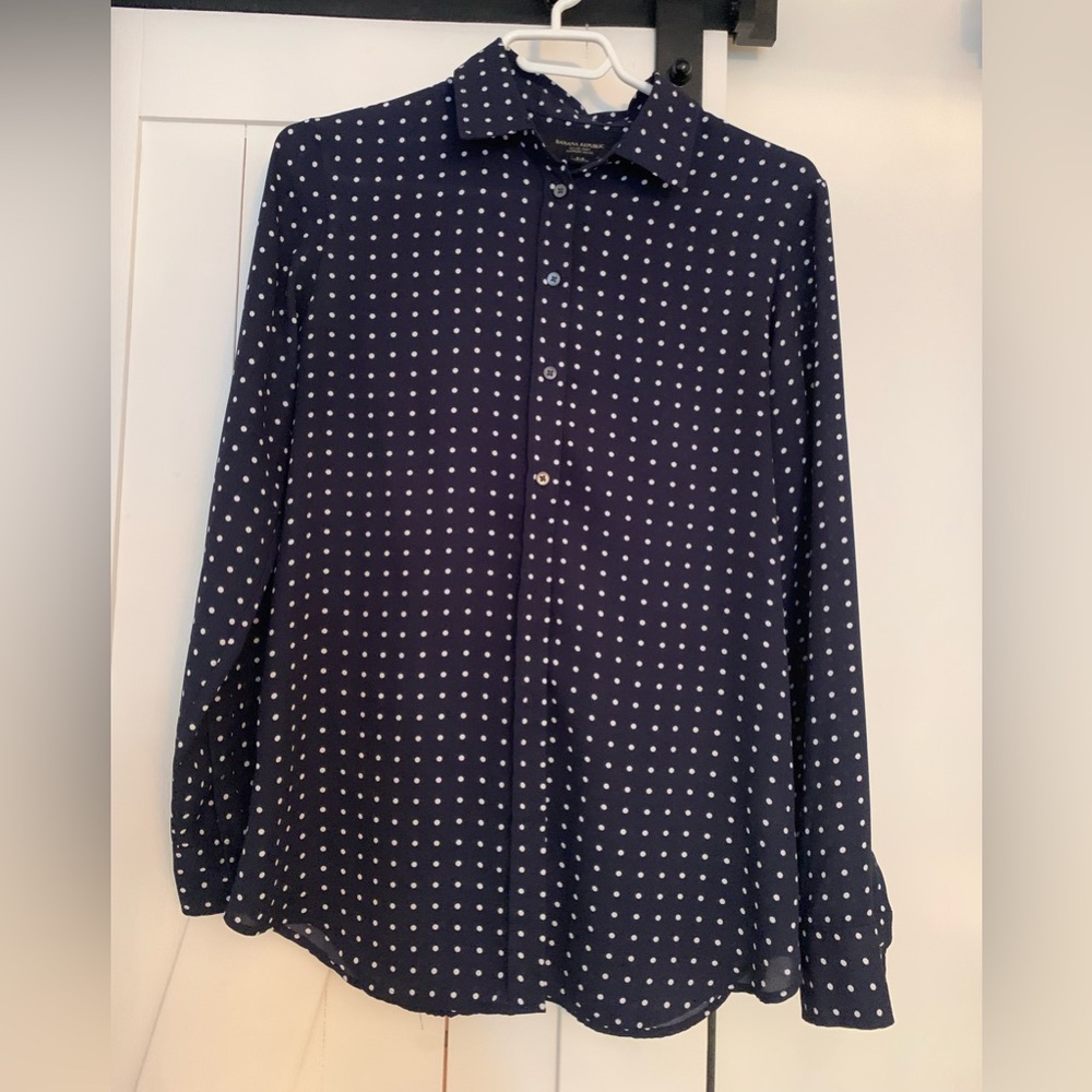 Banana Republic Navy Blue Polka Dot Dillon Blouse (SP)